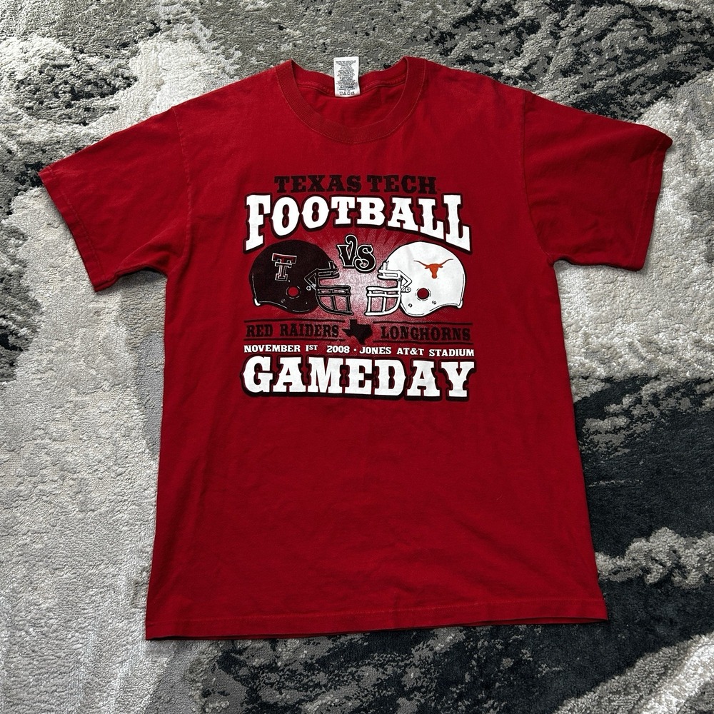 Vintage 2008 Texas Tech vs Texas Football‎ Gameday Tee Shirt Medium Happy Trails